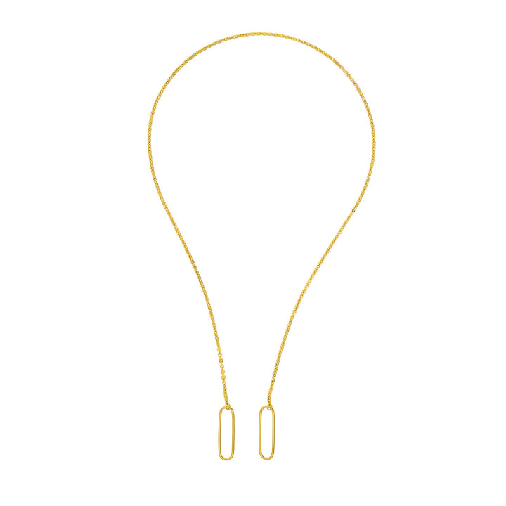 14K Yellow Gold Brill Cable Split Chain Necklace with Paper Clip Rings