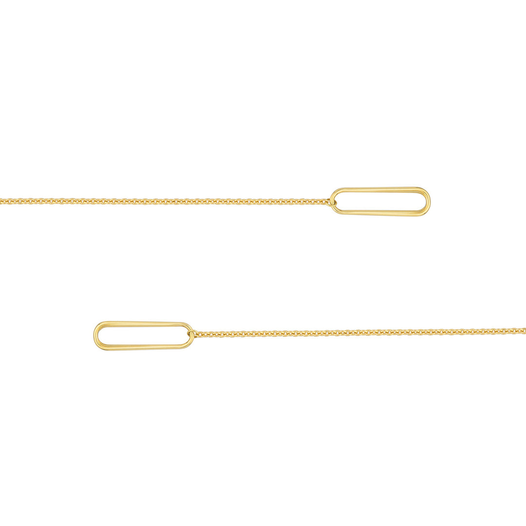 14K Yellow Gold Brill Cable Split Chain Necklace with Paper Clip Rings