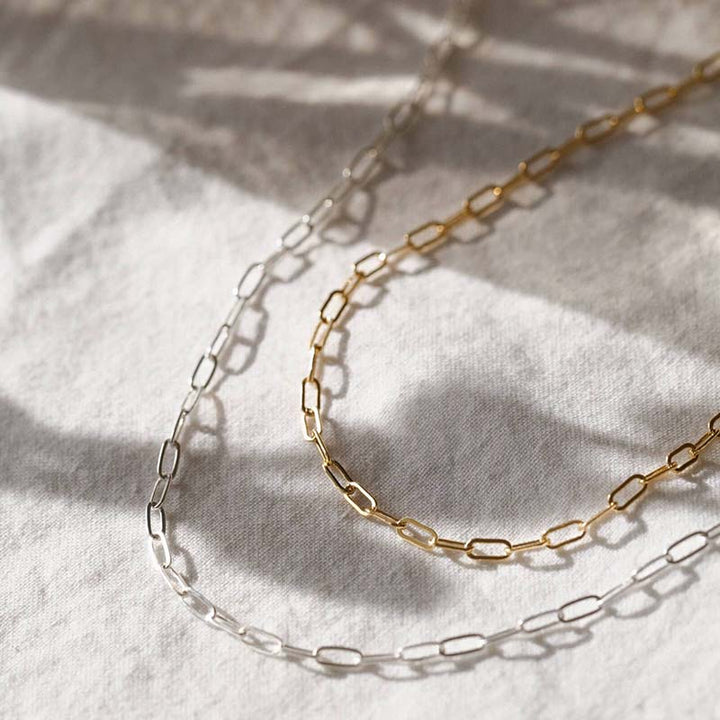 14K White Gold 2.10mm Paperclip Chain Necklace