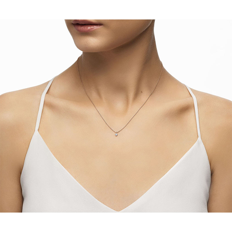 18K Yellow Gold Bezel Diamond Pendant Necklace