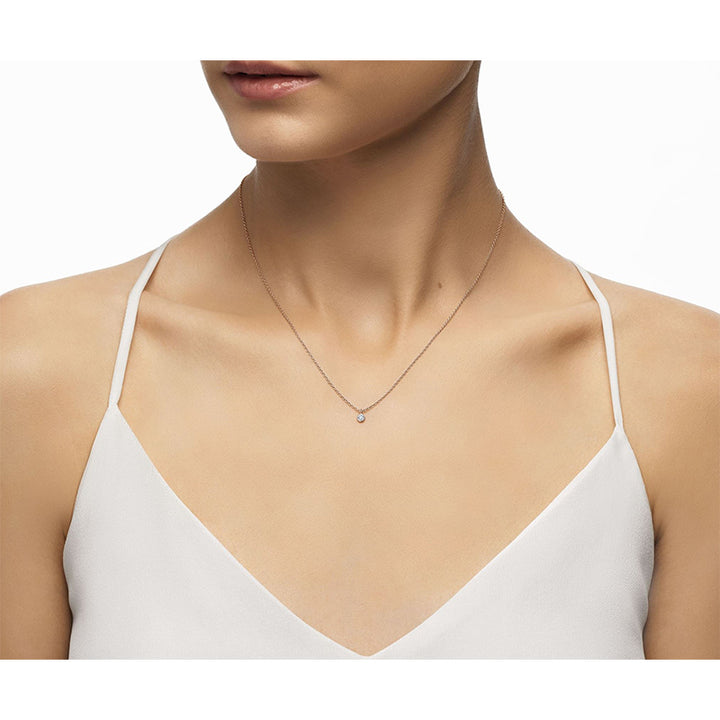 18K Yellow Gold Bezel Diamond Pendant Necklace