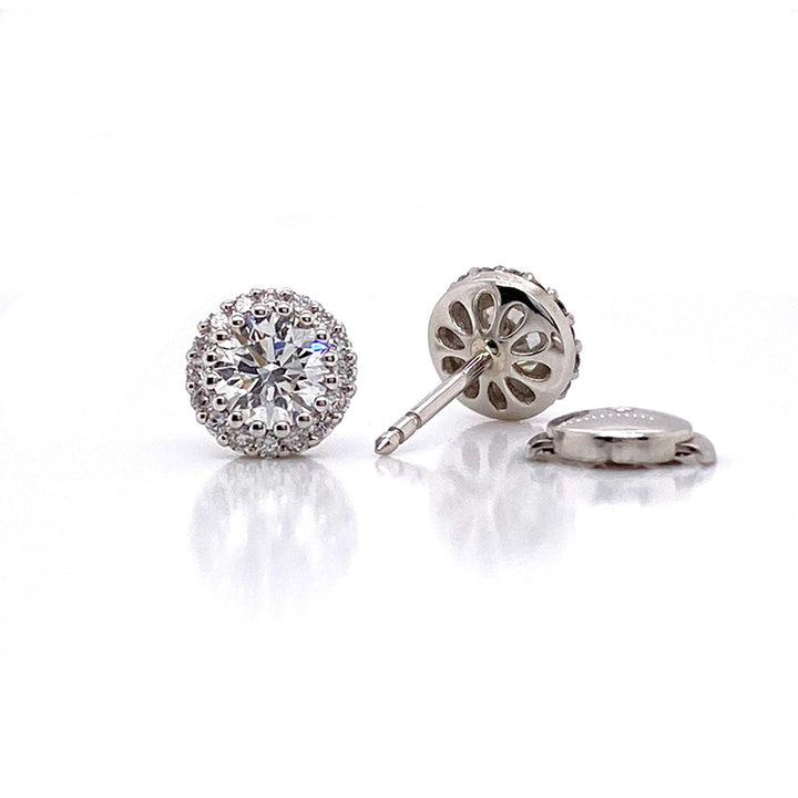 1.0cttw Diamond Halo Stud Earrings