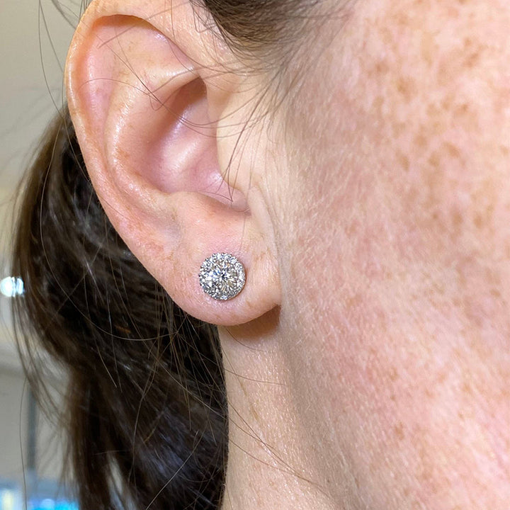 1.0cttw Diamond Halo Stud Earrings