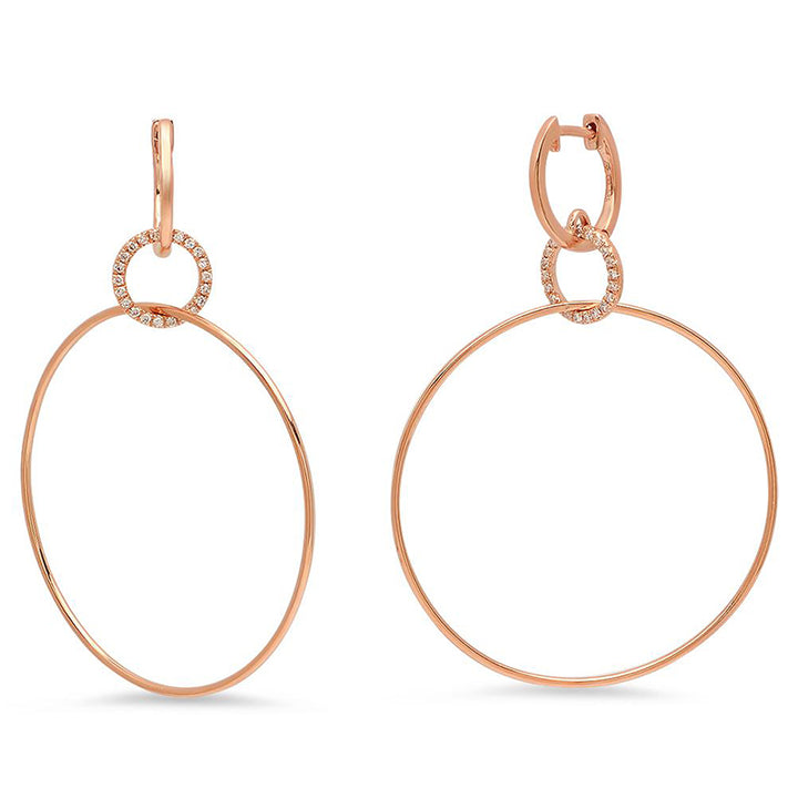 Diamond Single Hoop Earrings 14K Rose Gold