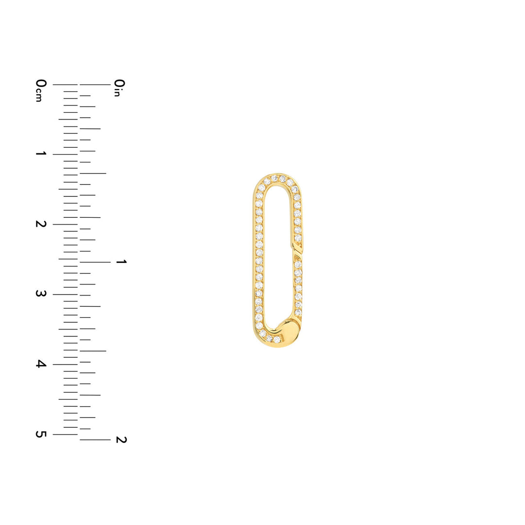 14K Yellow Gold Diamond Paper Clip Push Lock Connector