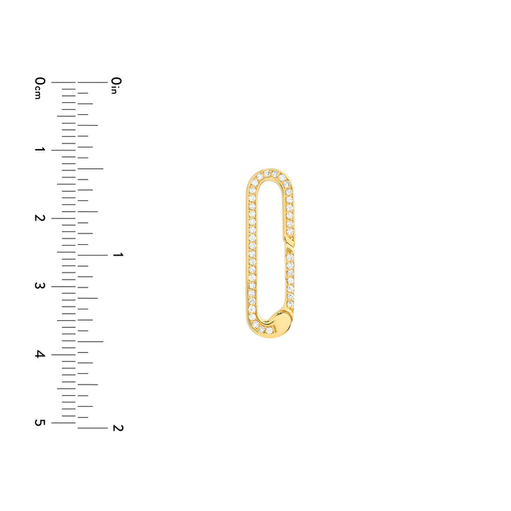 14K Yellow Gold Diamond Paper Clip Push Lock Connector