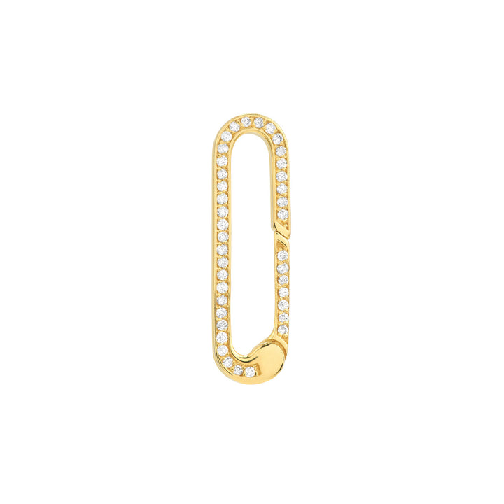 14K Yellow Gold Diamond Paper Clip Push Lock Connector