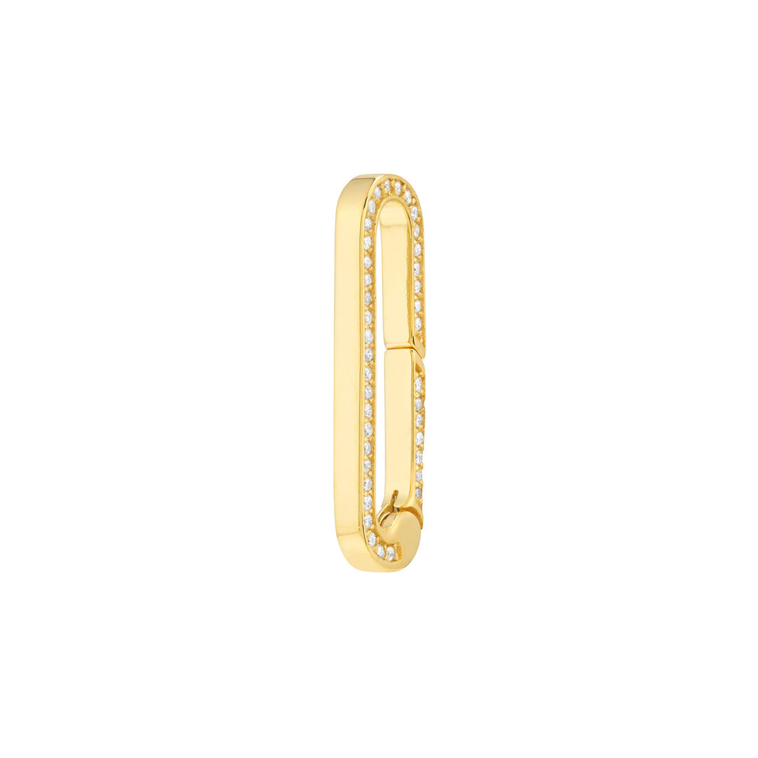 14K Yellow Gold Diamond Paper Clip Push Lock Connector