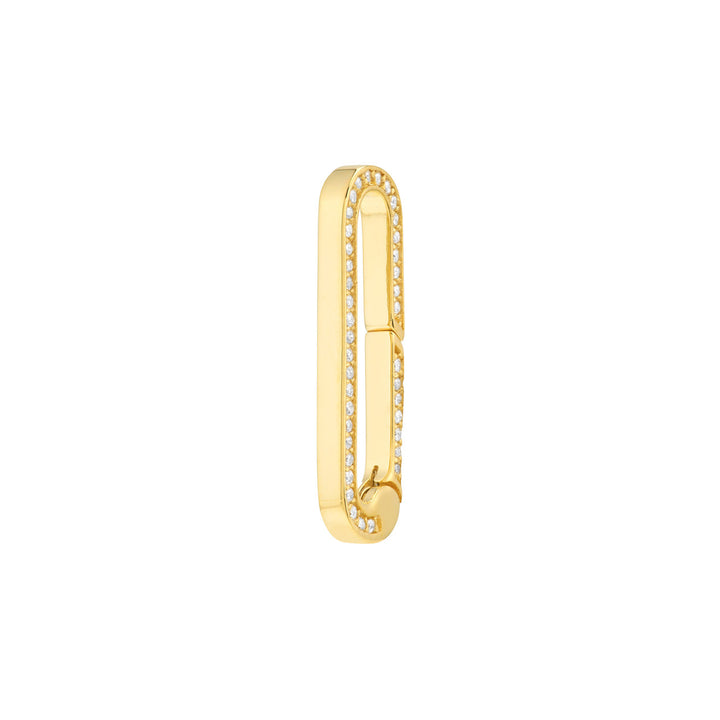 14K Yellow Gold Diamond Paper Clip Push Lock Connector
