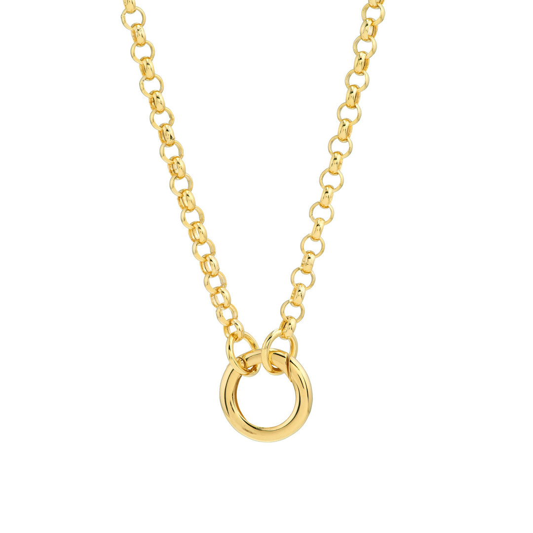 14K Yellow Gold Round Push Lock Connector, 15mm