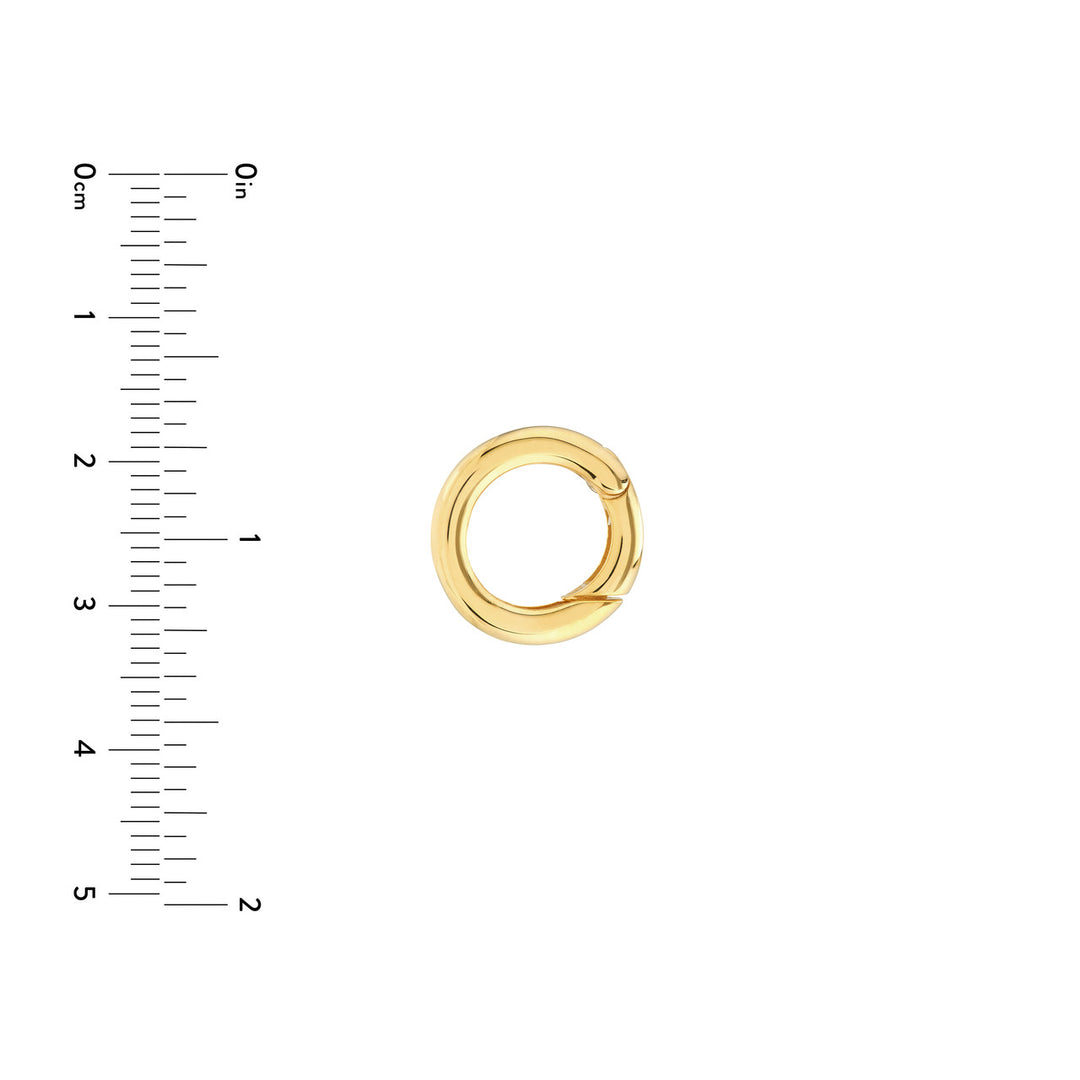 14K Yellow Gold Round Push Lock Connector, 15mm