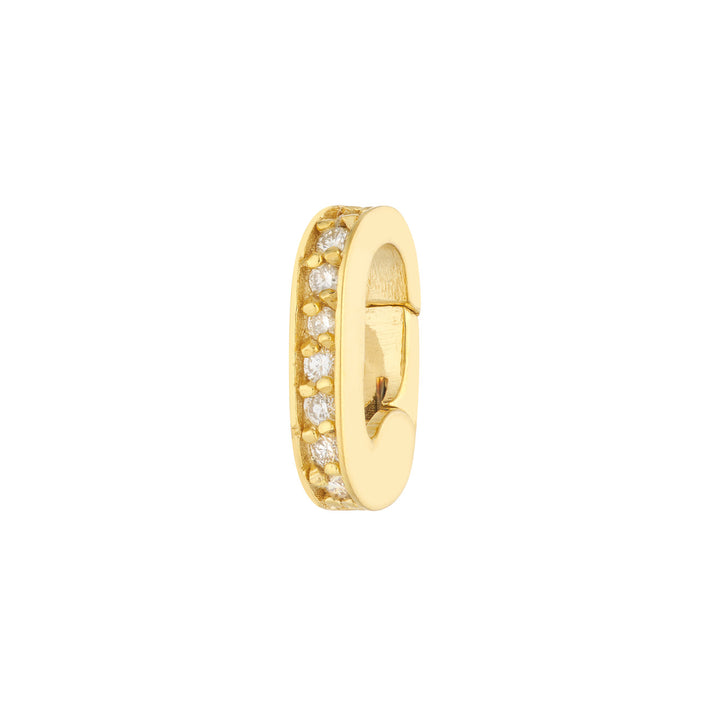 14K Yellow Gold Mini Diamond Push Lock Connector
