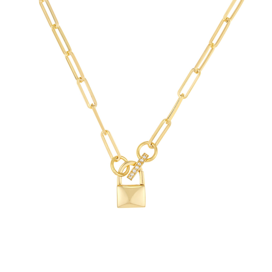 14K Yellow Gold Mini Diamond Push Lock Connector