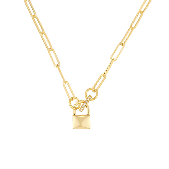 14K Yellow Gold Mini Diamond Push Lock Connector