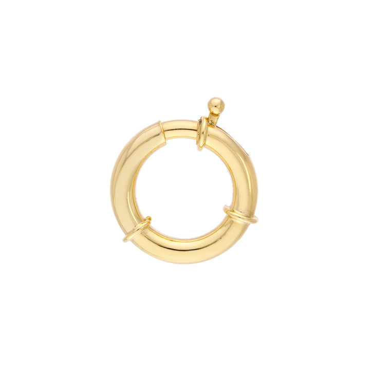 14K Yellow Gold Spring Ring Push Lock Connector, 15.75mm