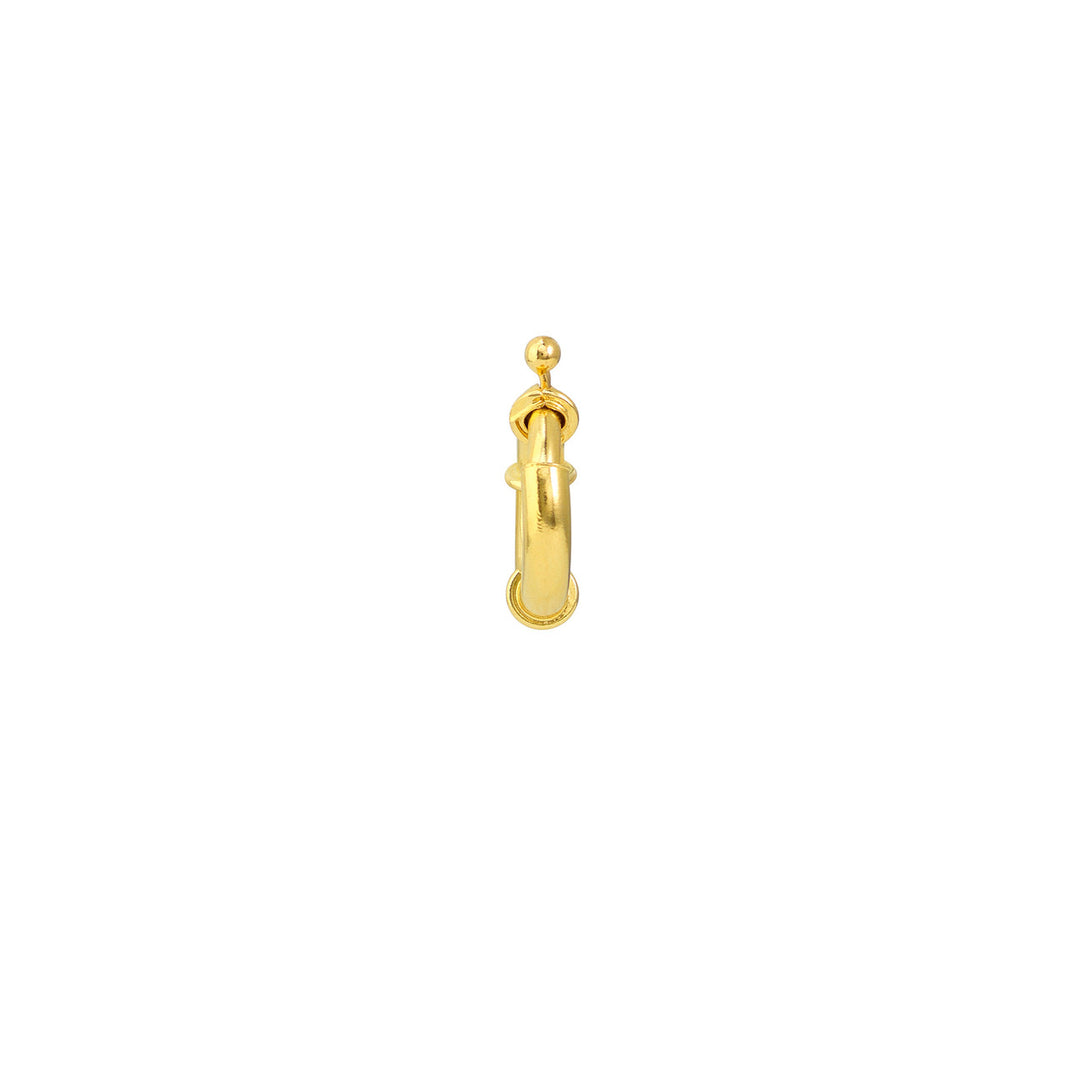 14K Yellow Gold Spring Ring Push Lock Connector, 15.75mm