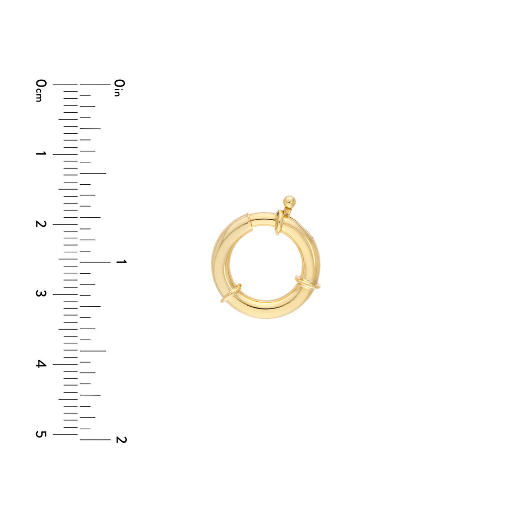 14K Yellow Gold Spring Ring Push Lock Connector, 15.75mm
