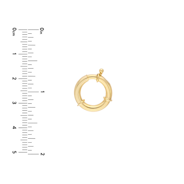 14K Yellow Gold Spring Ring Push Lock Connector, 15.75mm
