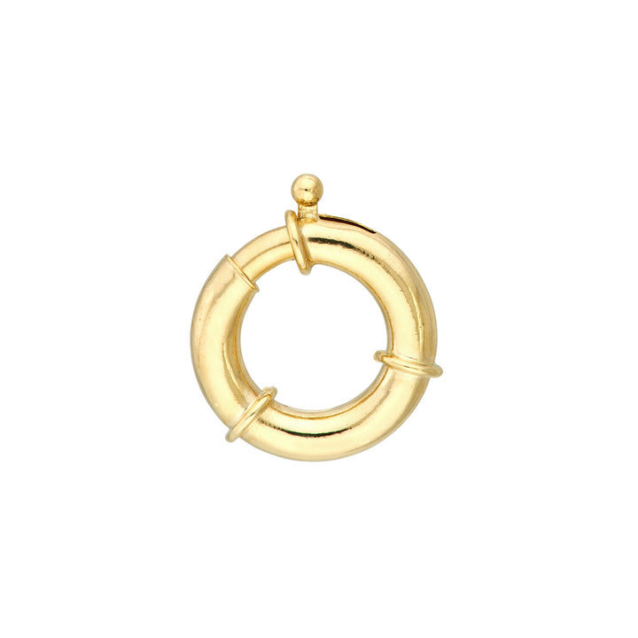 14K Yellow Gold Spring Ring Push Lock Connector, 11.75mm