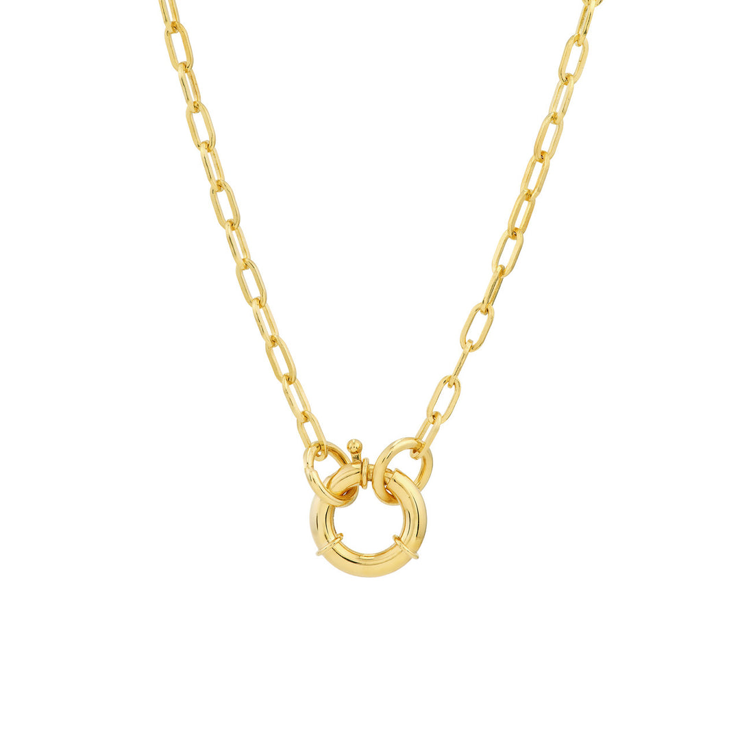 14K Yellow Gold Spring Ring Push Lock Connector, 11.75mm