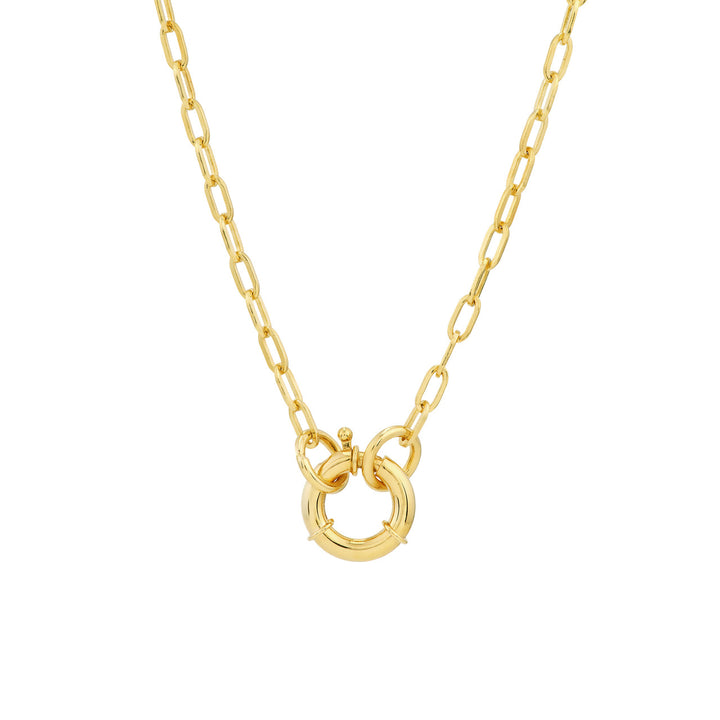 14K Yellow Gold Spring Ring Push Lock Connector, 11.75mm