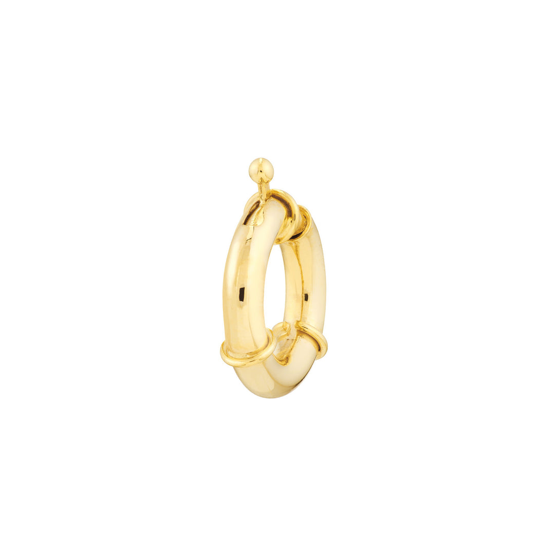 14K Yellow Gold Spring Ring Push Lock Connector, 11.75mm