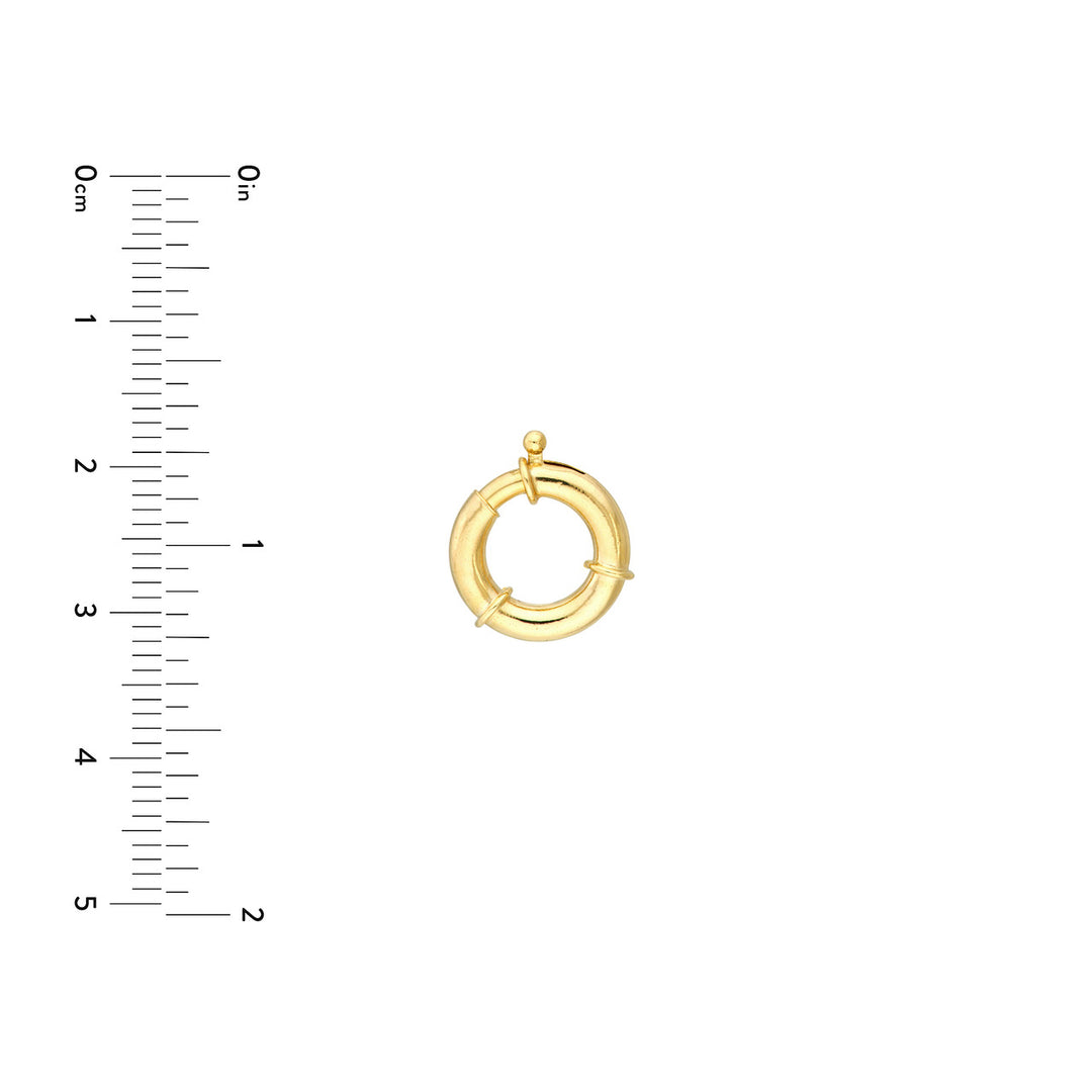 14K Yellow Gold Spring Ring Push Lock Connector, 11.75mm