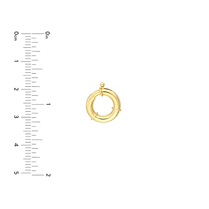 14K Yellow Gold Spring Ring Push Lock Connector, 11.75mm