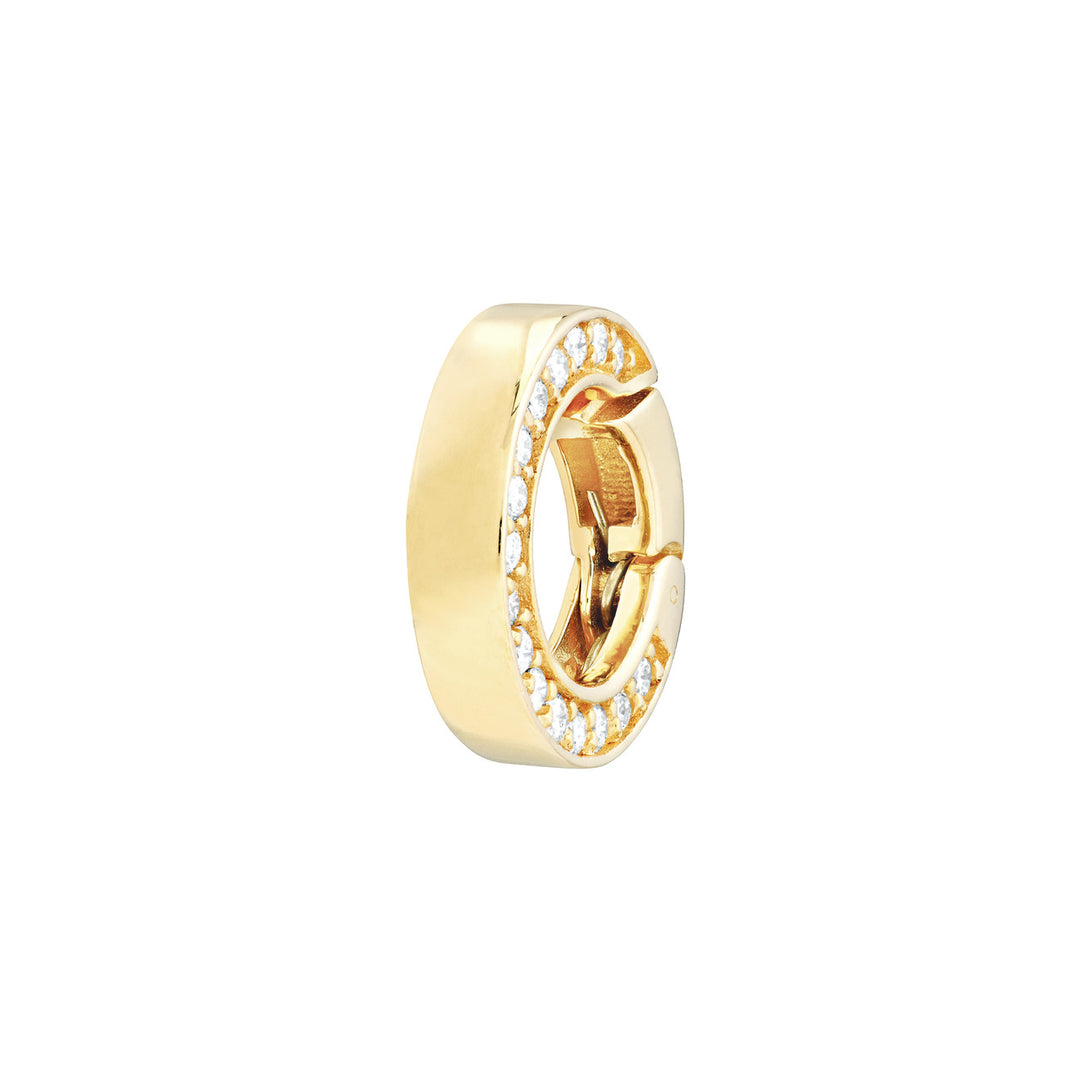 14K Yellow Gold Diamond Round Push Lock Connector