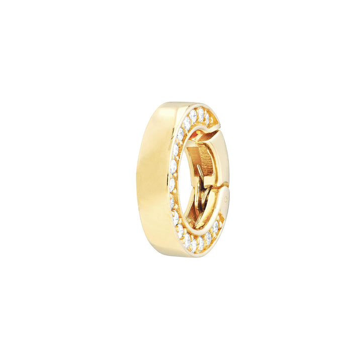 14K Yellow Gold Diamond Round Push Lock Connector