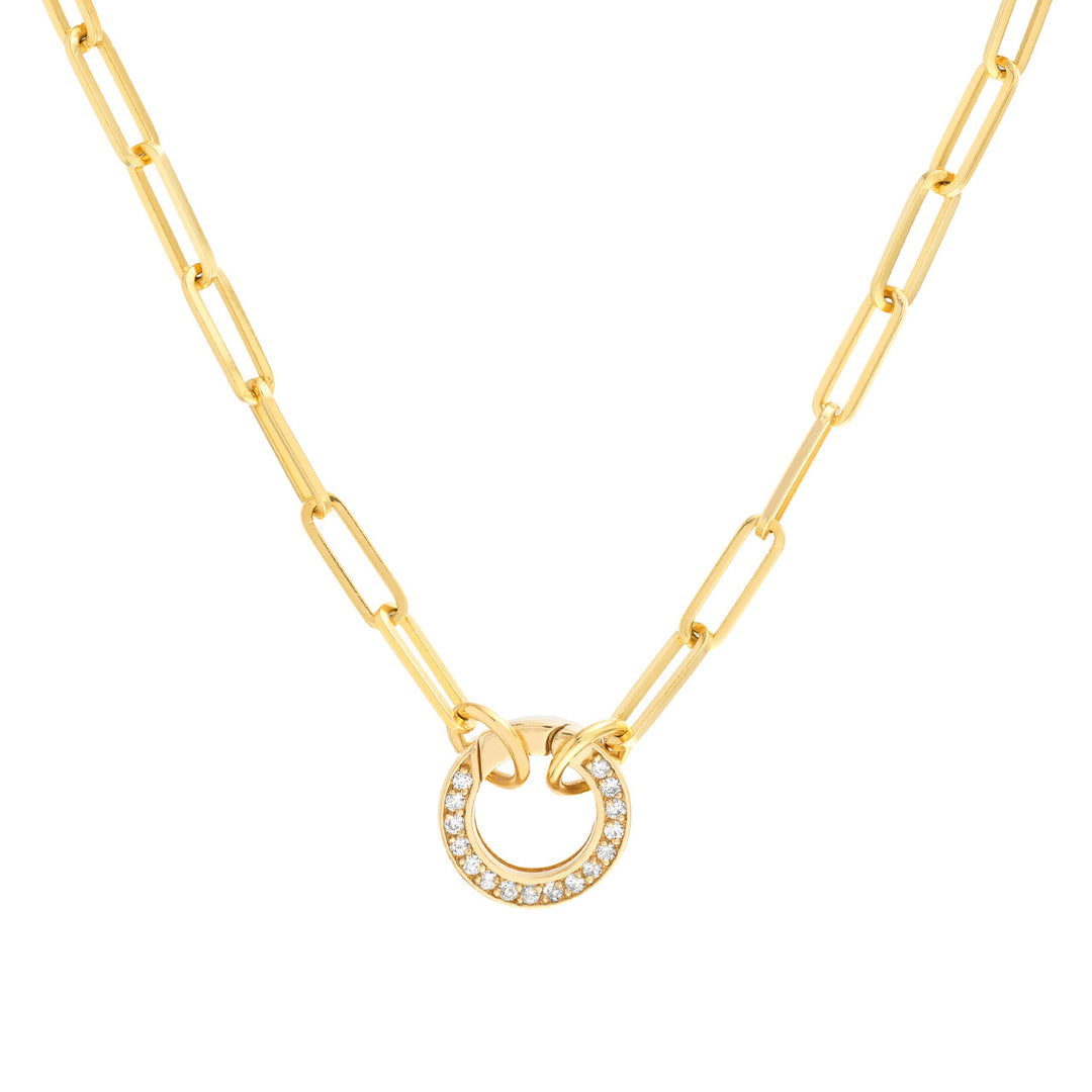 14K Yellow Gold Diamond Round Push Lock Connector