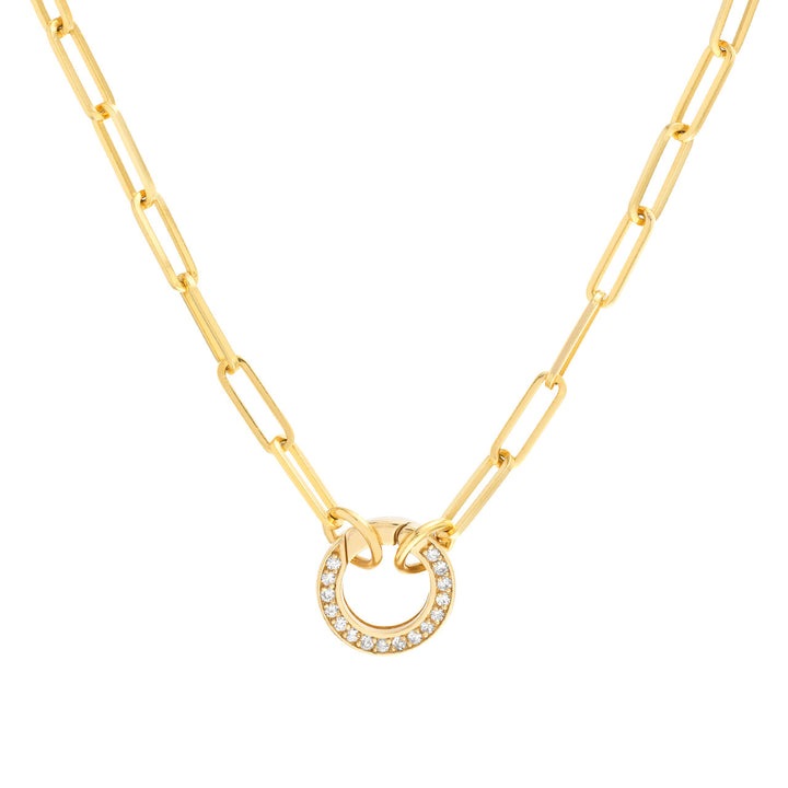 14K Yellow Gold Diamond Round Push Lock Connector