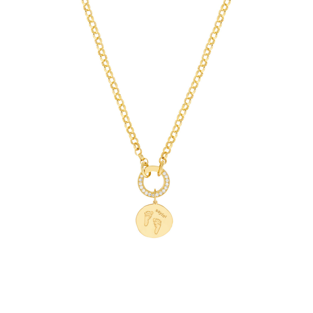 14K Yellow Gold Diamond Round Push Lock Connector