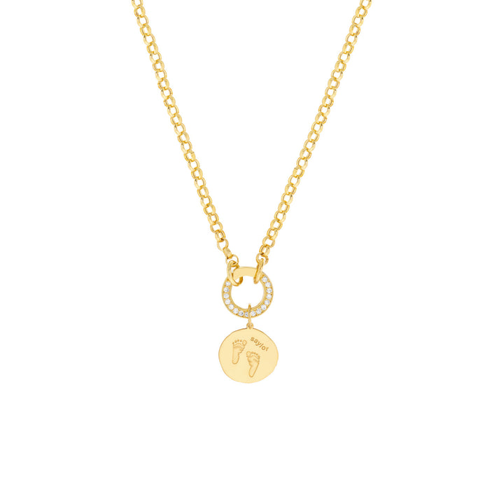 14K Yellow Gold Diamond Round Push Lock Connector