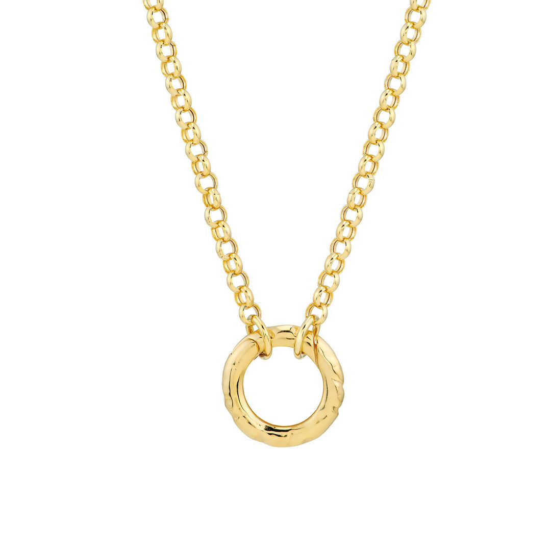 14K Yellow Gold Hammered Round Push Lock Connector