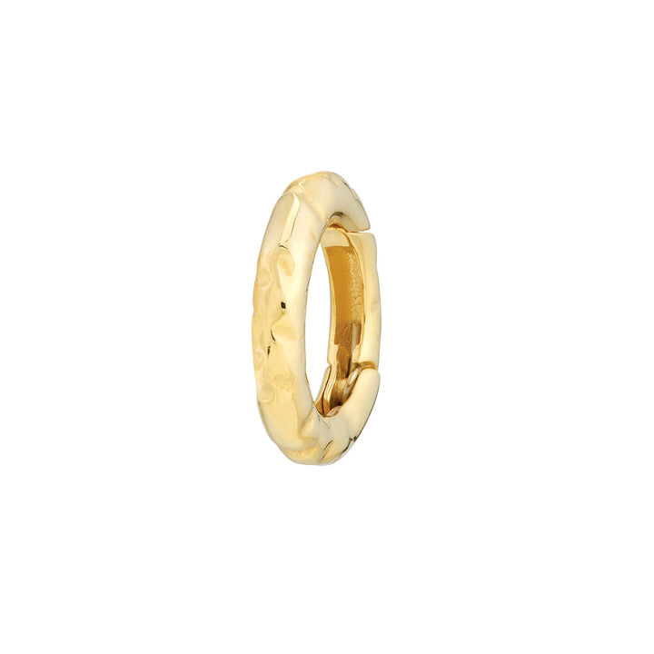 14K Yellow Gold Hammered Round Push Lock Connector