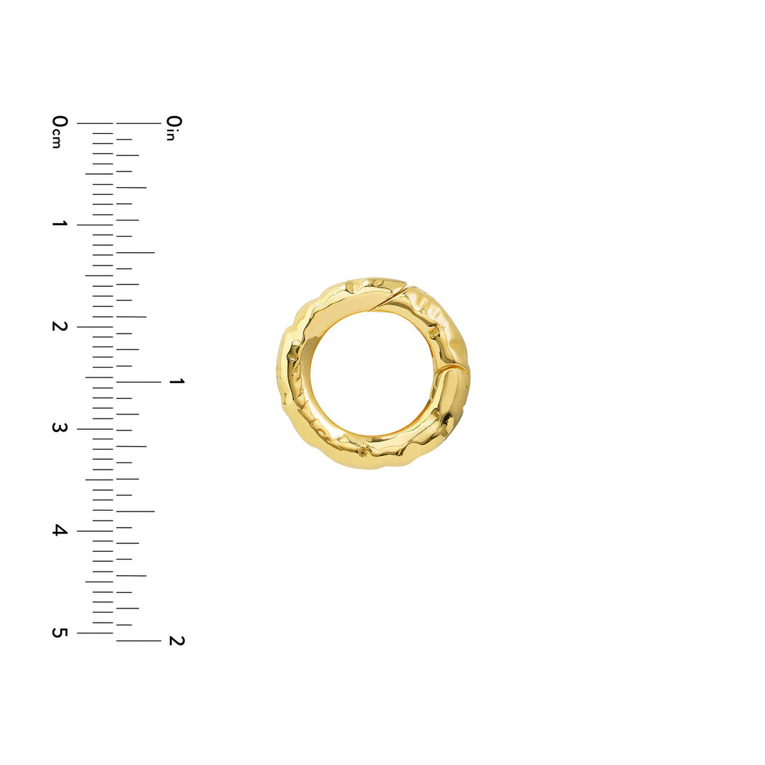 14K Yellow Gold Hammered Round Push Lock Connector