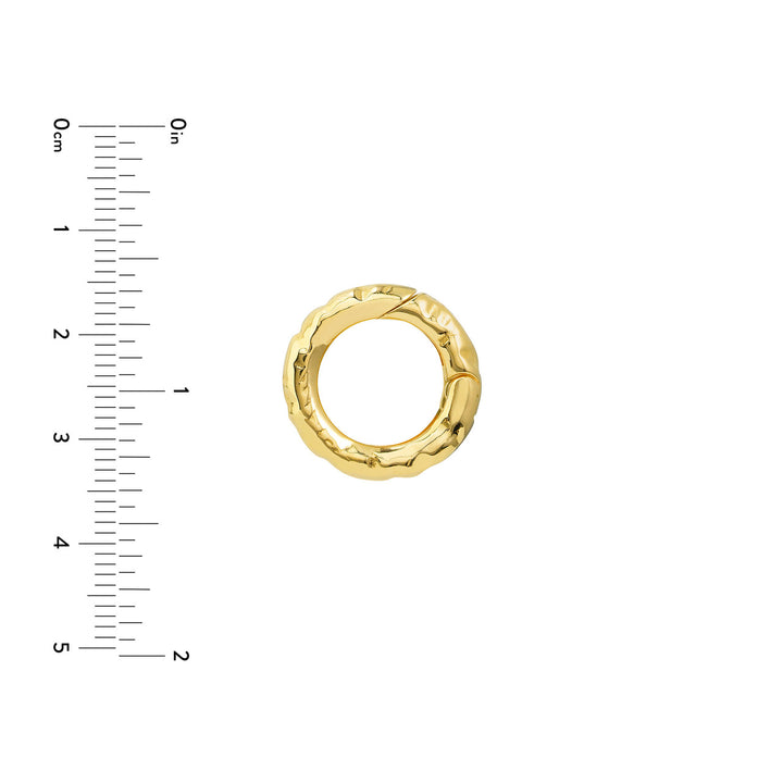 14K Yellow Gold Hammered Round Push Lock Connector