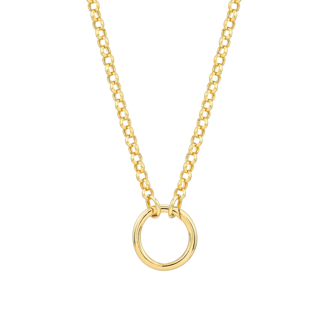 14K Yellow Gold Round Push Lock Connector, 19.25mm