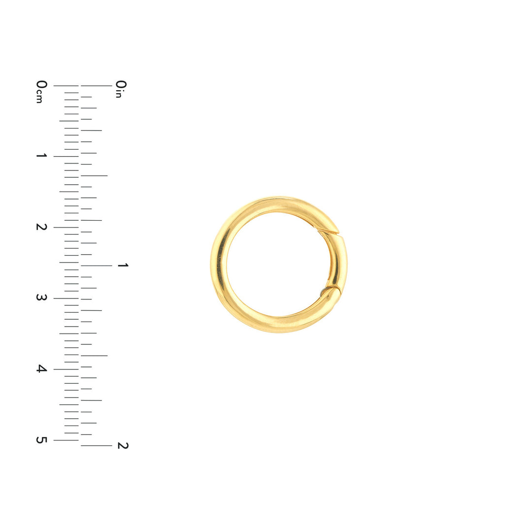 14K Yellow Gold Round Push Lock Connector, 19.25mm