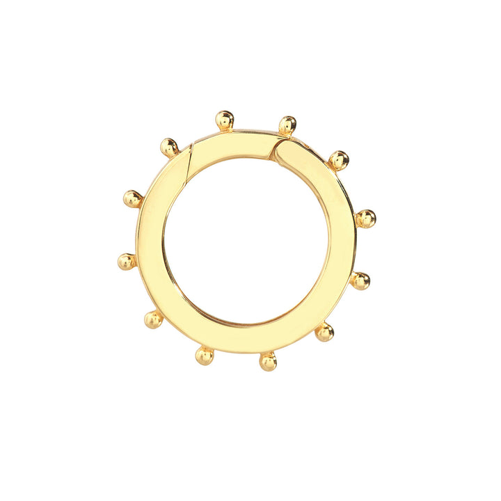 14K Yellow Gold Large Round Push Lock Connector with Bead Detail