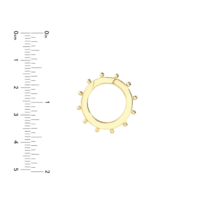 14K Yellow Gold Large Round Push Lock Connector with Bead Detail