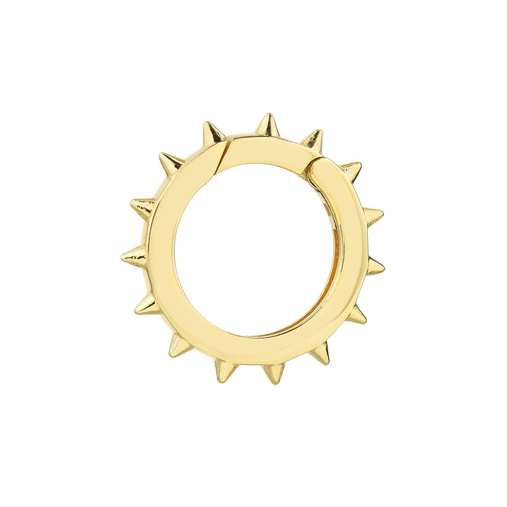 14K Yellow Gold Large Round Spiked Push Lock Connector