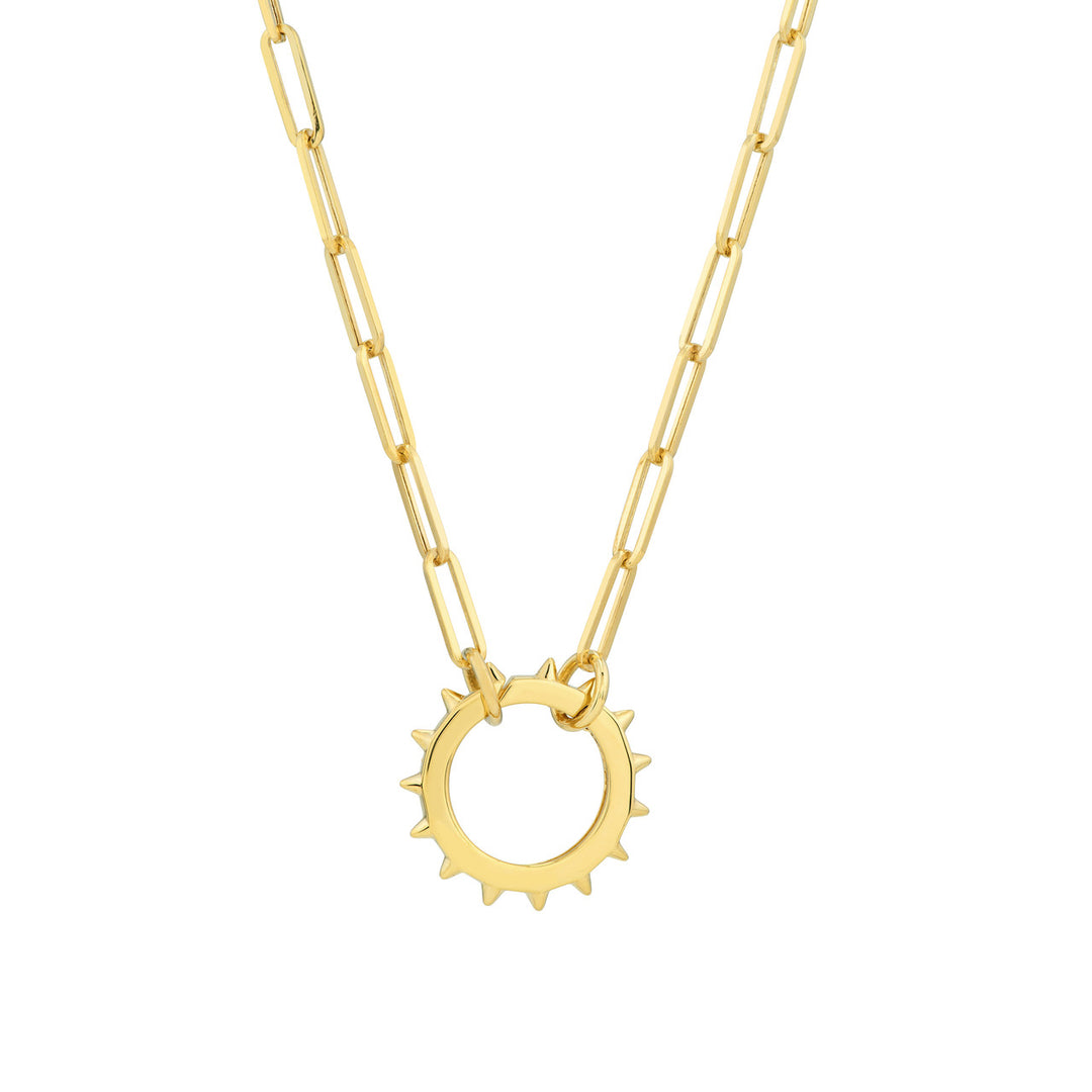 14K Yellow Gold Large Round Spiked Push Lock Connector