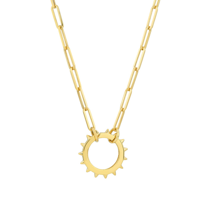 14K Yellow Gold Large Round Spiked Push Lock Connector