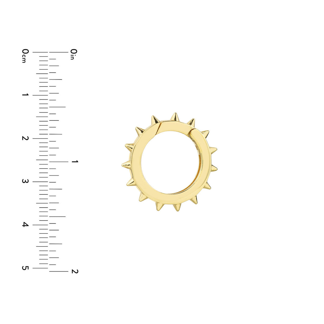 14K Yellow Gold Large Round Spiked Push Lock Connector