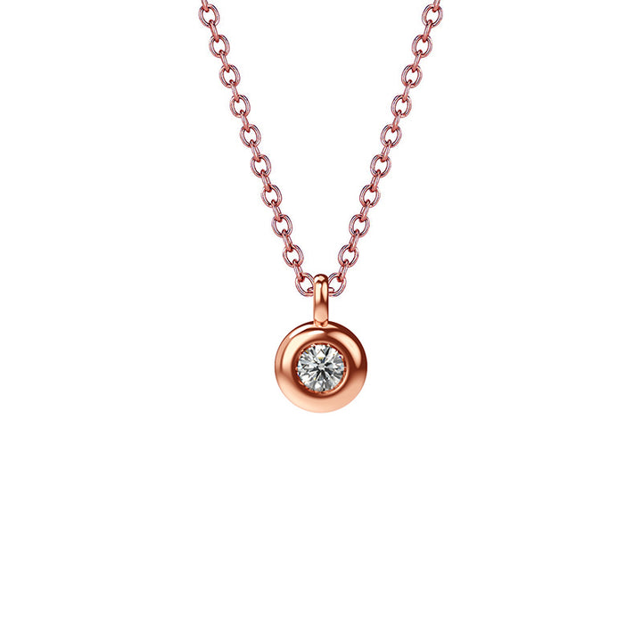 18K Rose Gold Bezel Diamond Pendant Necklace